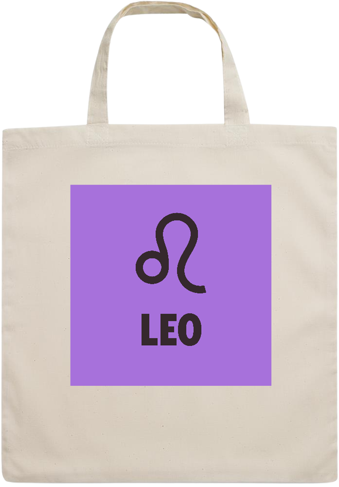 Zodiac Leo Design - Essential short handle cotton tote bag_BEIGE_front