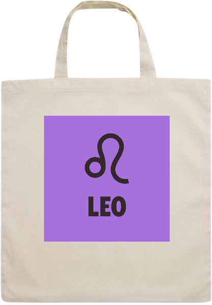 Zodiac Leo Design - Essential short handle cotton tote bag_BEIGE_front