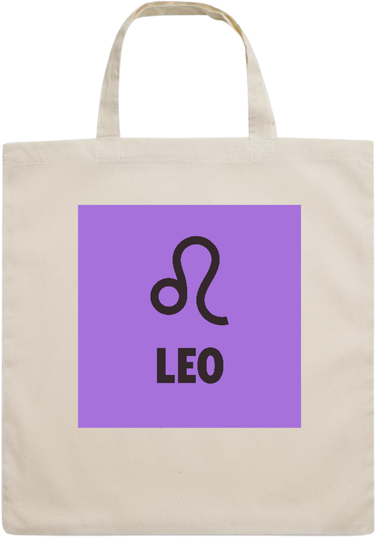 Zodiac Leo Design - Essential short handle cotton tote bag_BEIGE_front