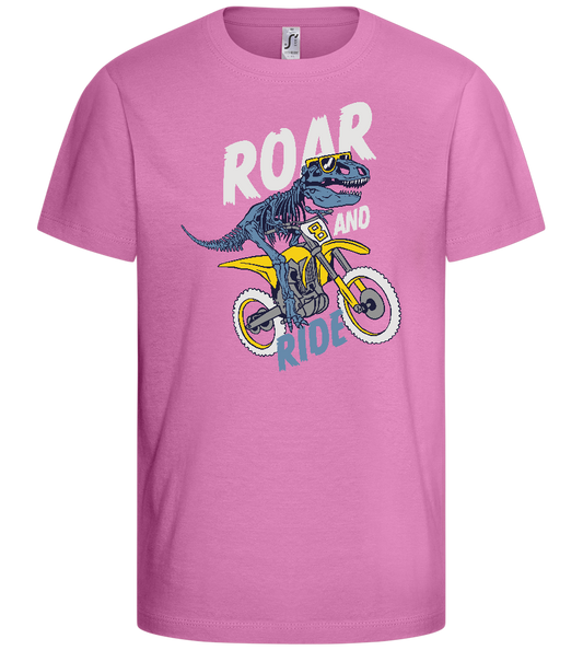 Dino Biker Design - Basic kids t-shirt_PINK ORCHID_front