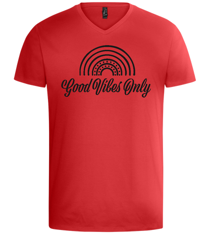 Good Vibes Only Design - Basic men's v-neck t-shirt_RED_front