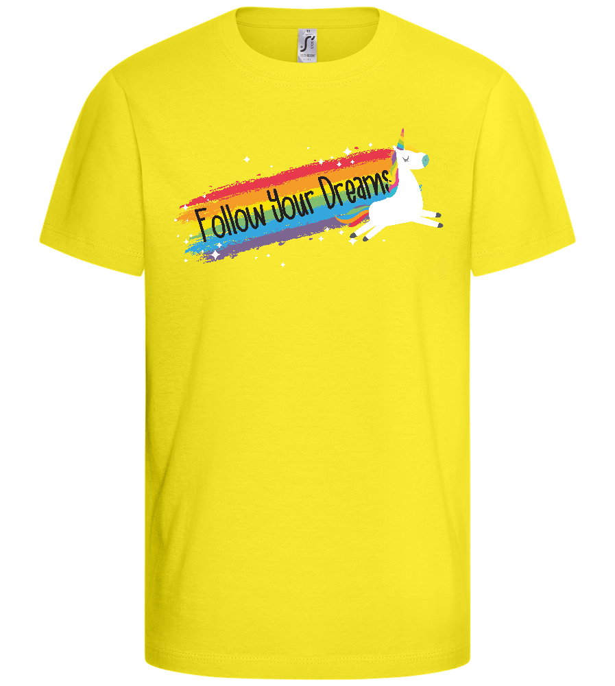 Follow Your Dreams Trail Design - Basic kids t-shirt_LEMON_front