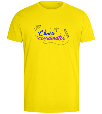 Chaos Coordinator Doodles Design - Comfort men's fitted t-shirt_YELLOW_front