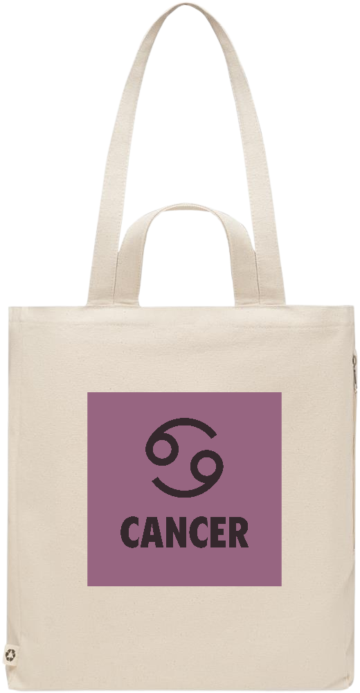 Zodiac Cancer Design - Premium recycled polycotton beach bag_BEIGE_front