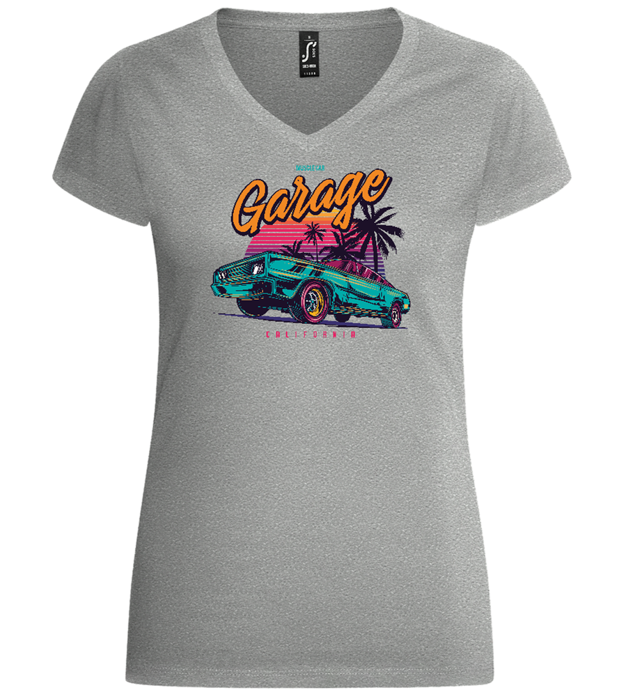 Car Garage Design - Basic women's v-neck t-shirt_ORION GREY_front