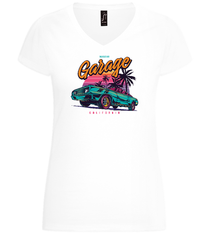 Car Garage Design - Basic women's v-neck t-shirt_WHITE_front