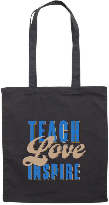 Teach Love Inspire Design - Premium colored cotton tote bag_BLACK_front