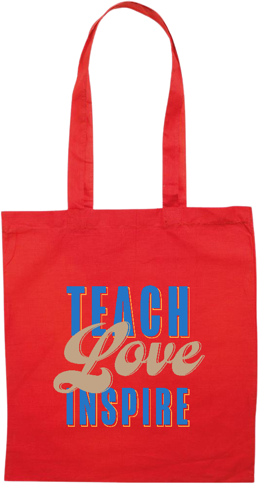 Teach Love Inspire Design - Premium colored cotton tote bag_RED_front