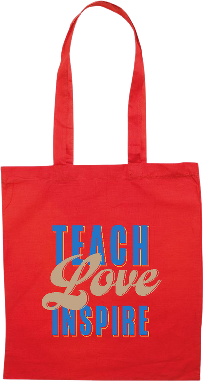 Teach Love Inspire Design - Premium colored cotton tote bag_RED_front