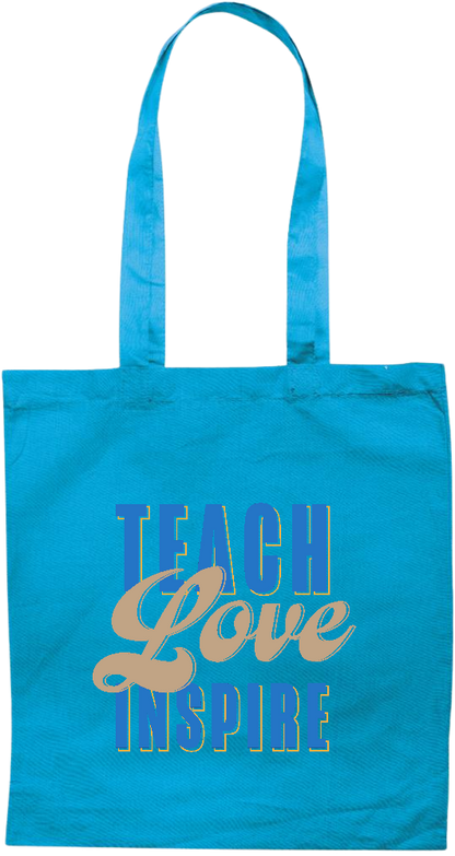 Teach Love Inspire Design - Premium colored cotton tote bag_TURQUOISE_front