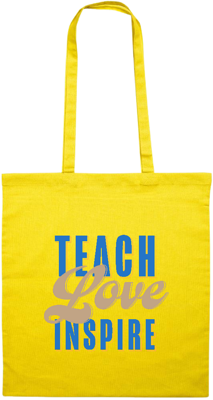 Teach Love Inspire Design - Premium colored cotton tote bag_YELLOW_front