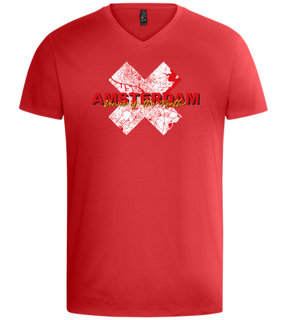 Venice of the North Design - Basic men's v-neck t-shirt_RED_front