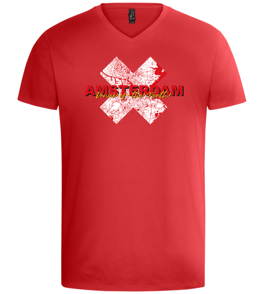 Venice of the North Design - Basic men's v-neck t-shirt_RED_front