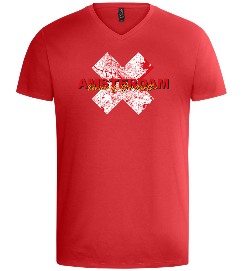 Venice of the North Design - Basic men's v-neck t-shirt_RED_front