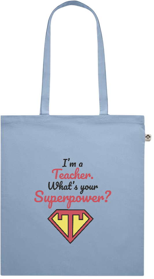 Im a Teacher Design - Premium colored organic cotton shopping bag_BABY BLUE_front