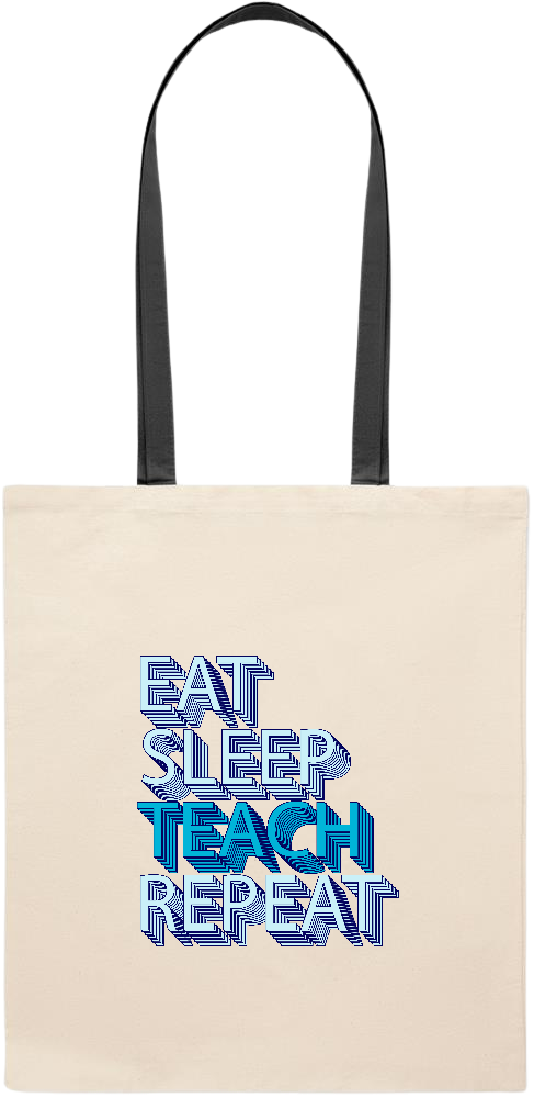 Eat Sleep Teach Repeat Design - Essential colored handle tote bag_BLACK_front