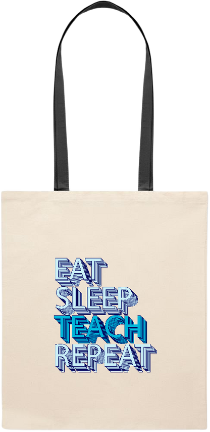 Eat Sleep Teach Repeat Design - Essential colored handle tote bag_BLACK_front