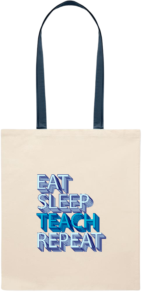 Eat Sleep Teach Repeat Design - Essential colored handle tote bag_BLUE_front