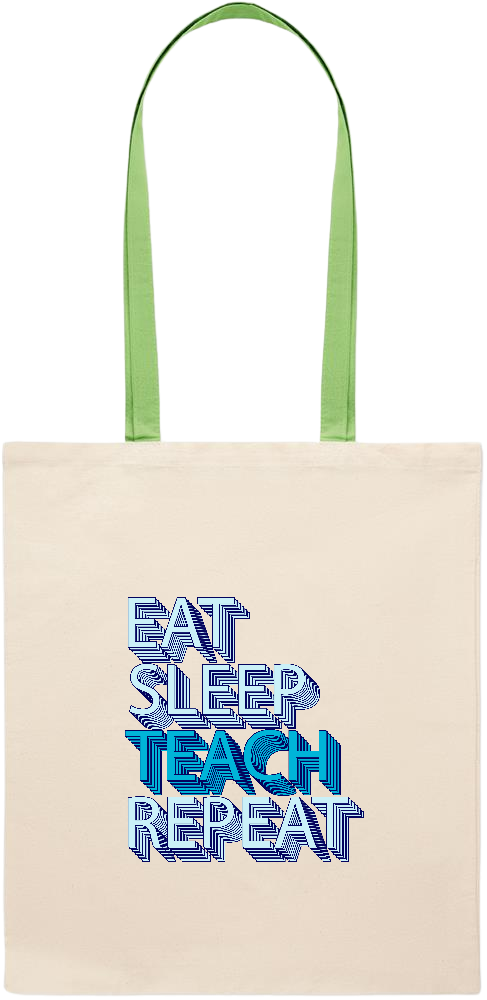 Eat Sleep Teach Repeat Design - Essential colored handle tote bag_LIME_front