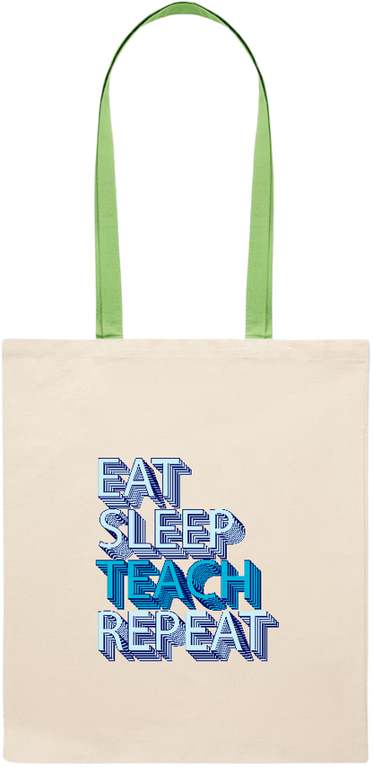 Eat Sleep Teach Repeat Design - Essential colored handle tote bag_LIME_front