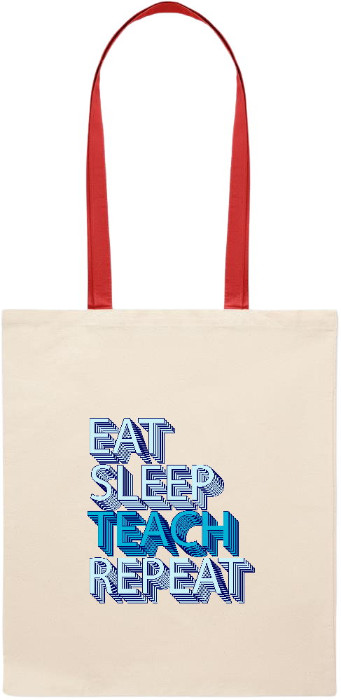 Eat Sleep Teach Repeat Design - Essential colored handle tote bag_RED_front