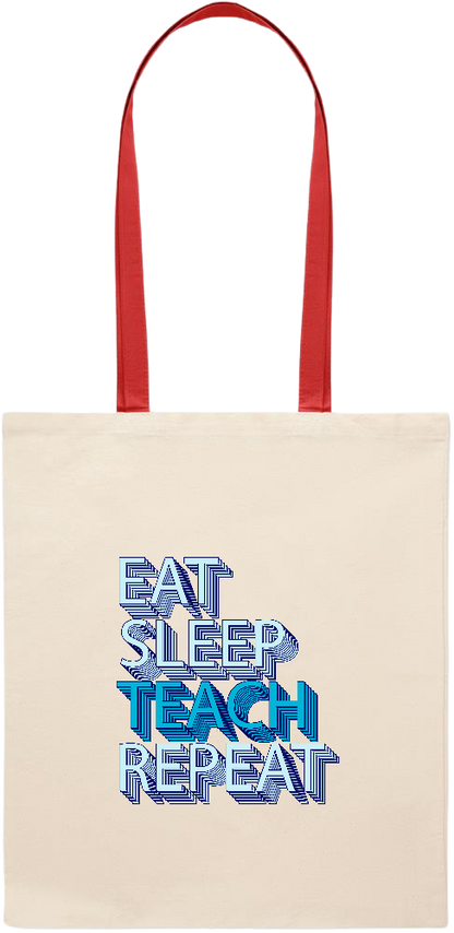 Eat Sleep Teach Repeat Design - Essential colored handle tote bag_RED_front