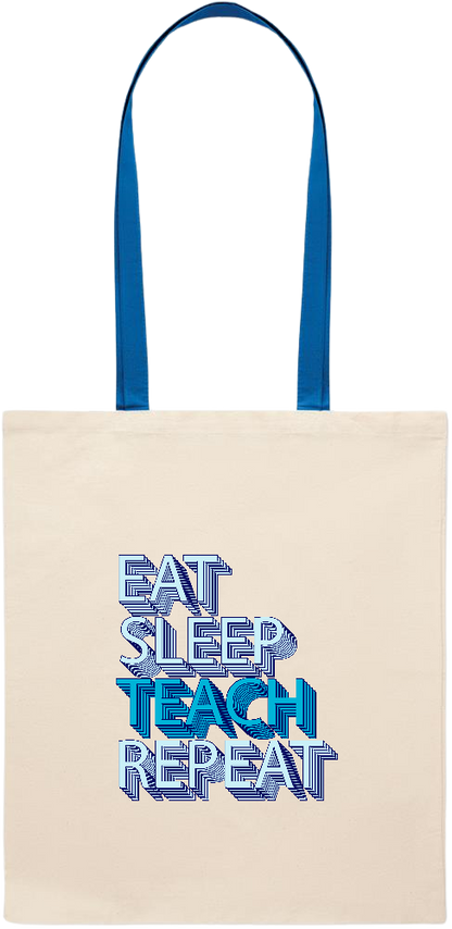 Eat Sleep Teach Repeat Design - Essential colored handle tote bag_ROYAL BLUE_front