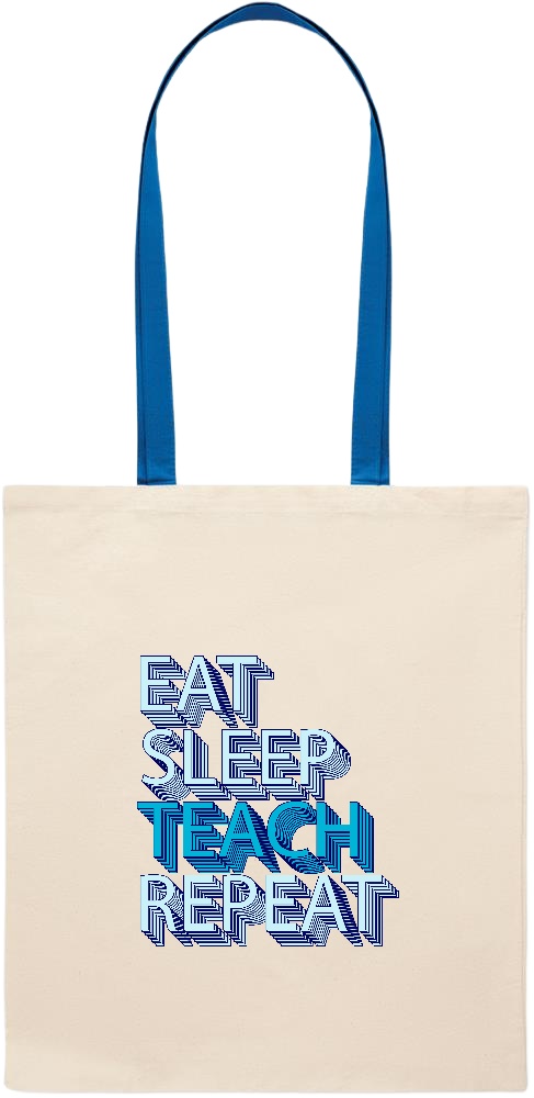 Eat Sleep Teach Repeat Design - Essential colored handle tote bag_ROYAL BLUE_front