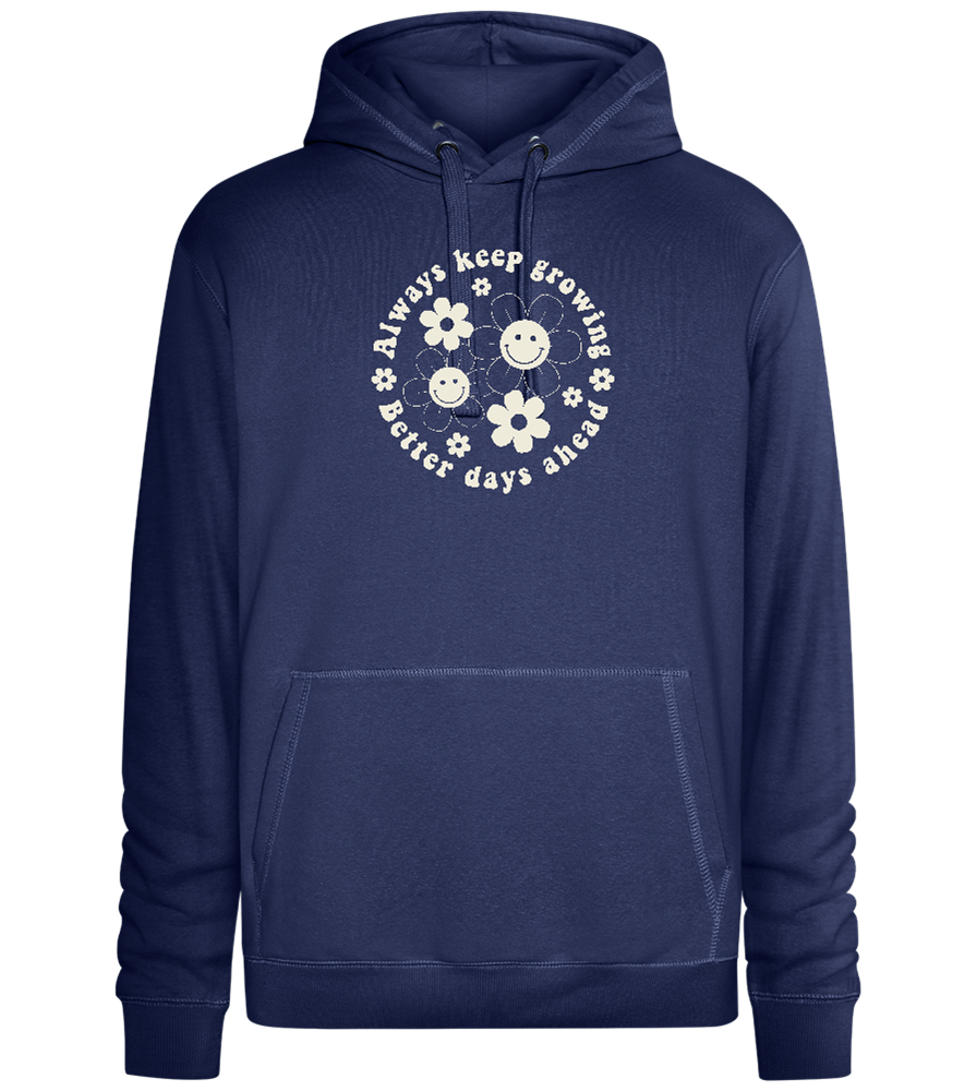 Keep Growing Smiley Design - Premium unisex hoodie_DENIM CHINA_front