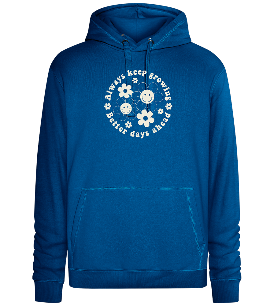 Keep Growing Smiley Design - Premium unisex hoodie_ROYAL_front