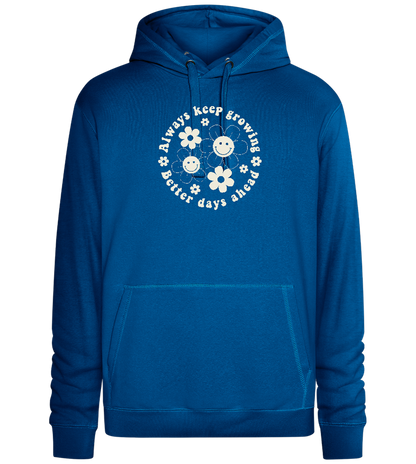 Keep Growing Smiley Design - Premium unisex hoodie_ROYAL_front