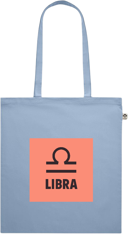 Zodiac Libra Design - Premium colored organic cotton shopping bag_BABY BLUE_front