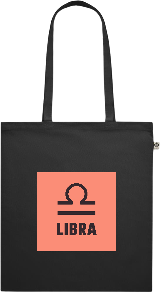 Zodiac Libra Design - Premium colored organic cotton shopping bag_BLACK_front