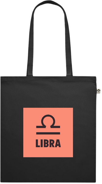 Zodiac Libra Design - Premium colored organic cotton shopping bag_BLACK_front