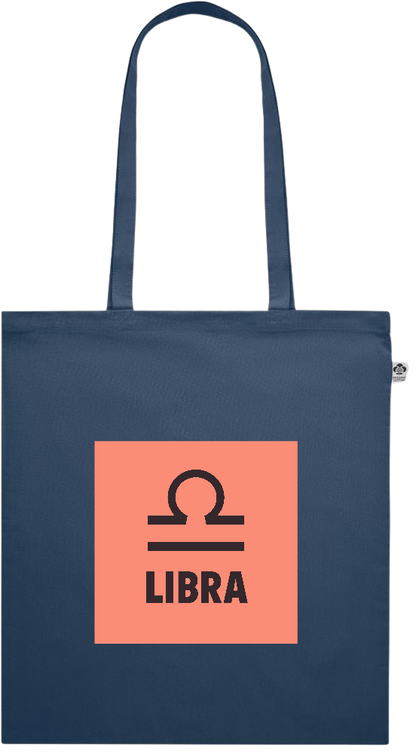 Zodiac Libra Design - Premium colored organic cotton shopping bag_BLUE_front