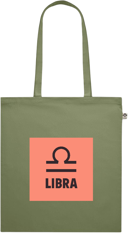 Zodiac Libra Design - Premium colored organic cotton shopping bag_GREEN_front