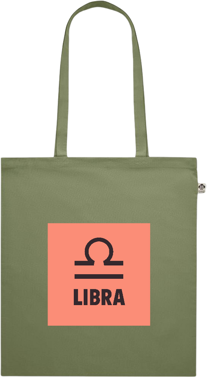 Zodiac Libra Design - Premium colored organic cotton shopping bag_GREEN_front