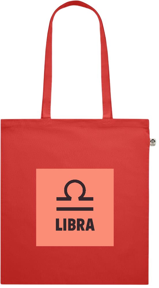 Zodiac Libra Design - Premium colored organic cotton shopping bag_RED_front