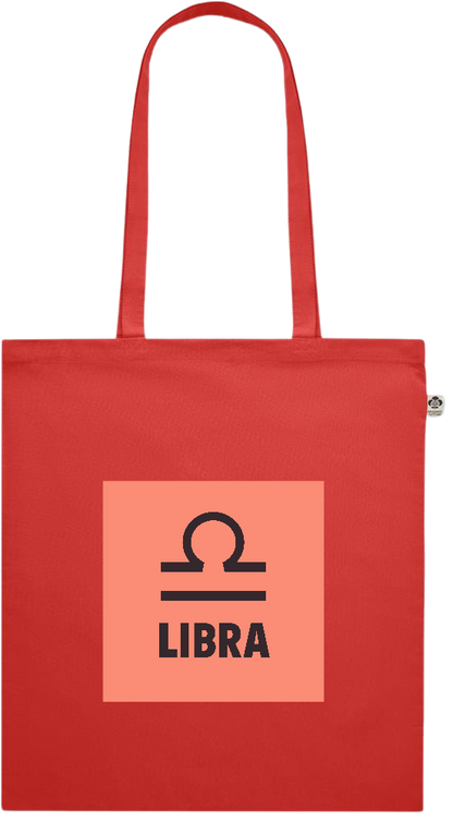 Zodiac Libra Design - Premium colored organic cotton shopping bag_RED_front