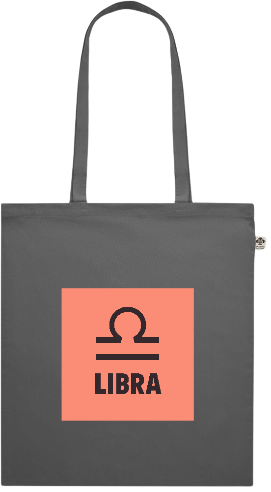 Zodiac Libra Design - Premium colored organic cotton shopping bag_STONE GREY_front