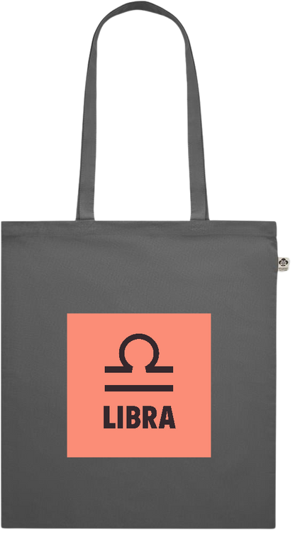 Zodiac Libra Design - Premium colored organic cotton shopping bag_STONE GREY_front