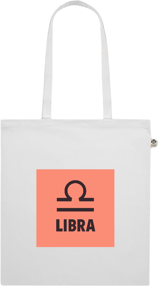 Zodiac Libra Design - Premium colored organic cotton shopping bag_WHITE_front