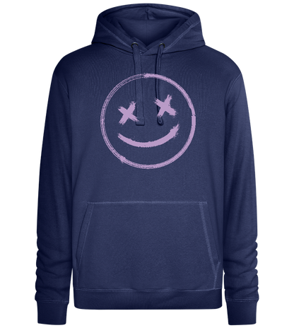 X-Eyed Smiley Design - Premium unisex hoodie_DENIM CHINA_front