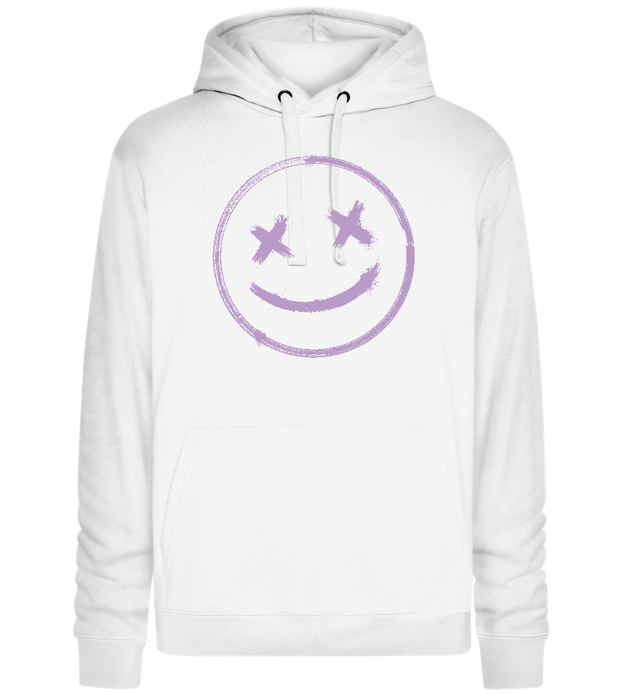 X-Eyed Smiley Design - Premium unisex hoodie_WHITE_front