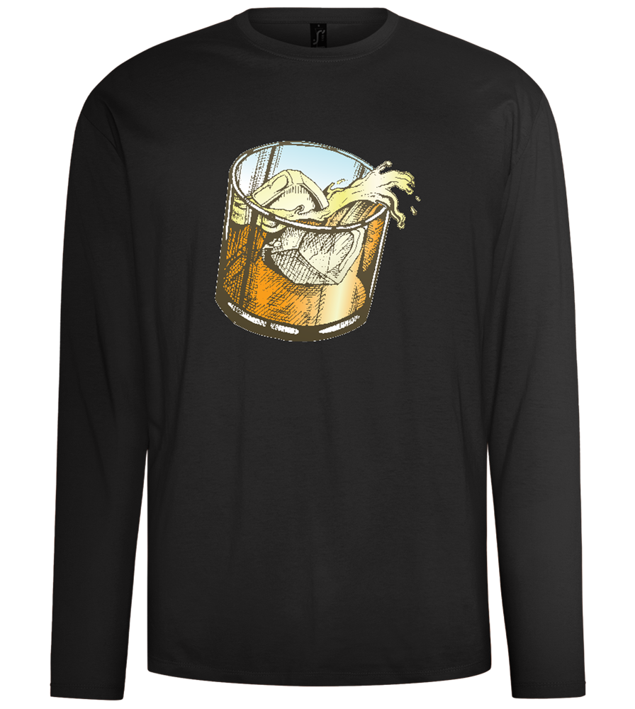 Whiskey Glass Design - Comfort men's long sleeve t-shirt_DEEP BLACK_front