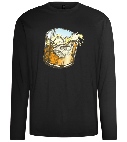 Whiskey Glass Design - Comfort men's long sleeve t-shirt_DEEP BLACK_front