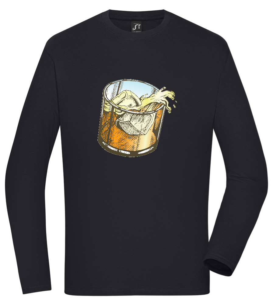 Whiskey Glass Design - Comfort men's long sleeve t-shirt_MARINE_front