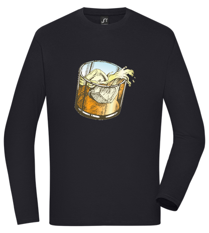 Whiskey Glass Design - Comfort men's long sleeve t-shirt_MARINE_front