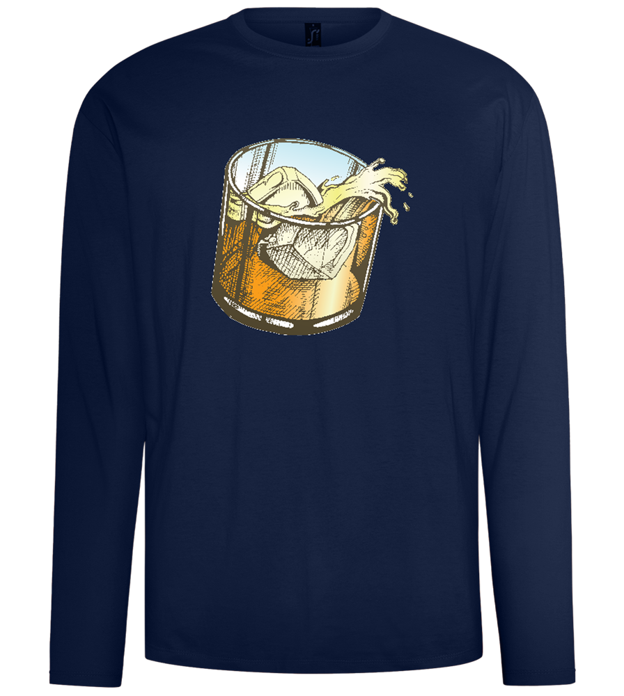 Whiskey Glass Design - Comfort men's long sleeve t-shirt_MARINE_front