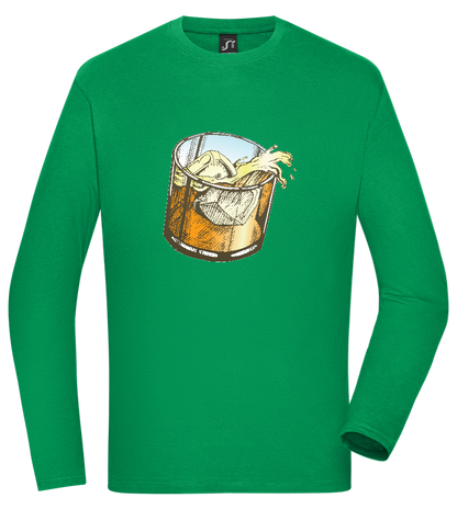 Whiskey Glass Design - Comfort men's long sleeve t-shirt_MEADOW GREEN_front